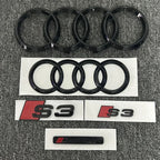 AUDI S3 4Ring logo ABS Black Car Hood Front Grill Emblem Rear Trunk Badge Sticker S3 Emblem Audi Sport Sticker For S3 2010-2020