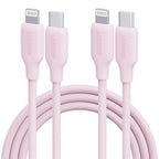 Macaron Pink 27W PD Fast Charging Cable USB C to Lightning Silicone Data Cable Soft Flexible for iPhone 14 13 12 11