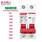 DC 1000V Solar Mini Circuit Breaker Overload Protection Switch 6A/10A/16A/20A/25A/32A/40A/50A/63A 2P DC1000V Photovoltaic MCB PV