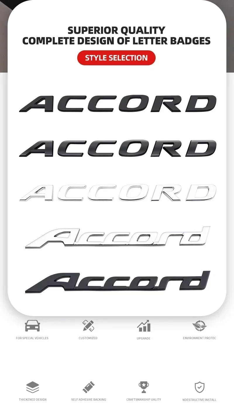 3D ABS Logo Badge Sticker Trunk Side Wing Emblem Fender Decal For Honda S Power Accord Civic Grand Vitara Swift Car Styling