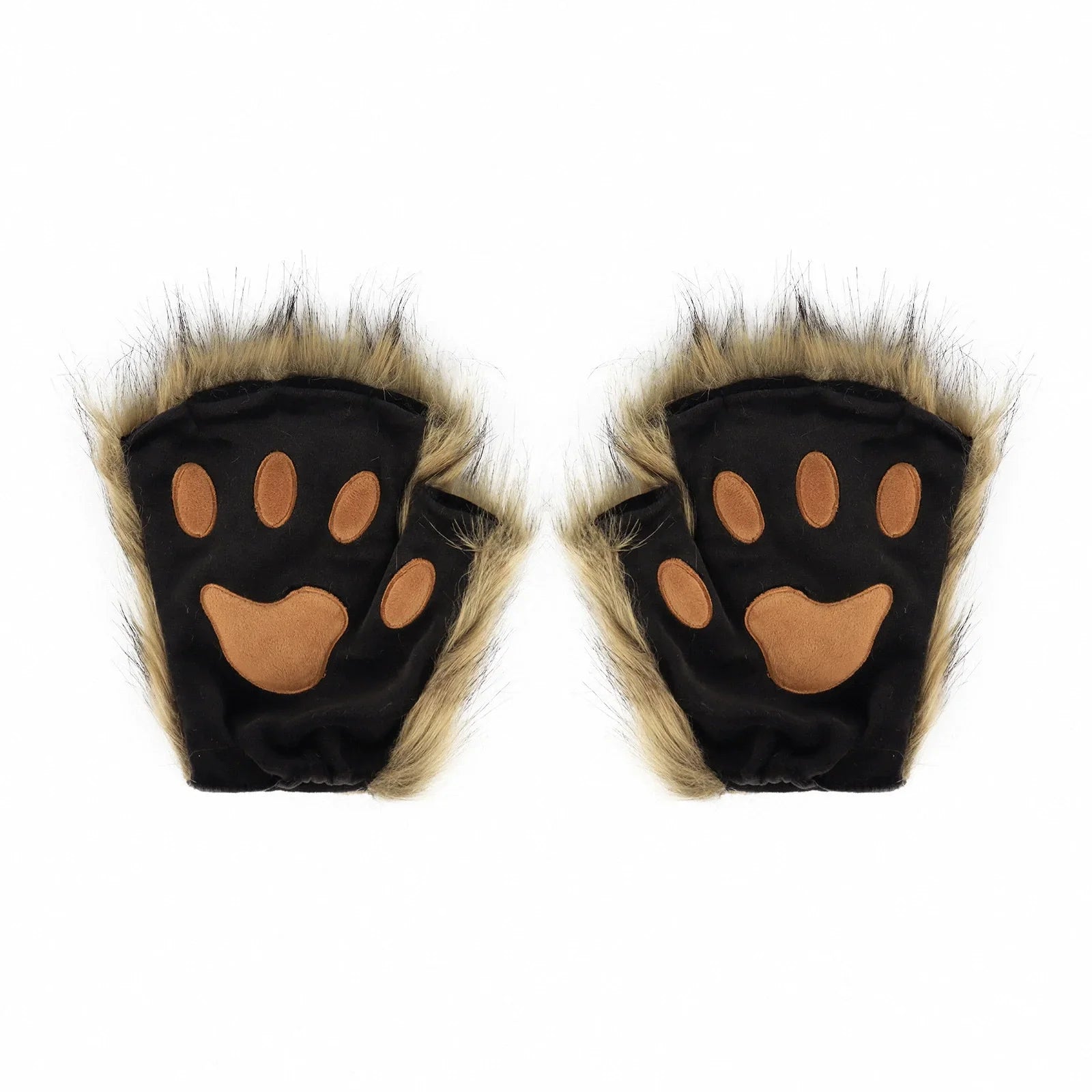 FluffyAnime-guantes y orejas de piel de Animal, cola de zorro, patas de gato, máscara facial, conjunto de disfraz de Cosplay, accesorios para fiesta de Halloween