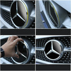 3d Chrome Black Star Logo Car Front Grille Emblem Mercedes Benz Amg W205 W212 W207 A B C E SLK GLK CLA CLS Viano GL ML R Class