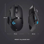 Ratón para Juegos Logitech G502, Cómodo, Ergonómico, Inalámbrico, Alta Sensibilidad, Antideslizante, Apto para Uso Prolongado en Esports