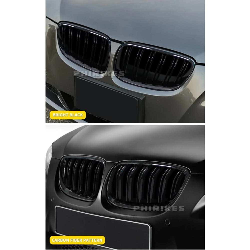 2Pcs Car Style Black Front Kidney Double Slat Grill Grille for-BMW E92 E93 3-Series 328I 335I Coupe LCI 2010-2013