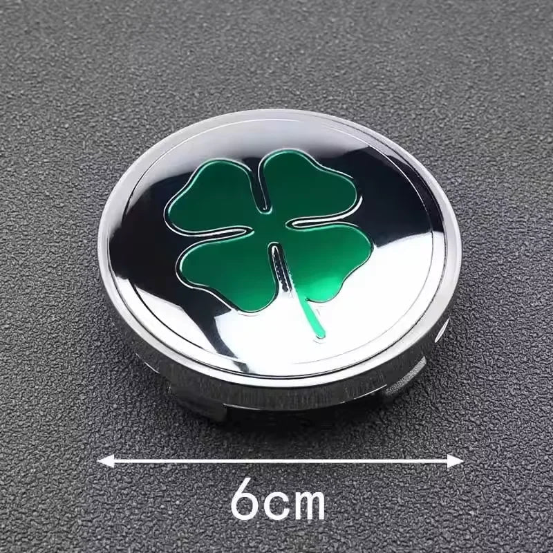 4PCS Universal 56MM 60MM Four-leaf Emblem Car Wheel Center Hub Caps Badge Sticker Cover