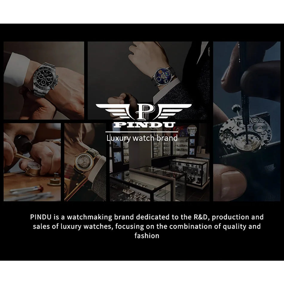 PINDU Design 2025 NEW Men Watch Diamond TourbillionTop Brand Luxury Astronomia Quartz Watch Men sapphire glass waterproof Watch