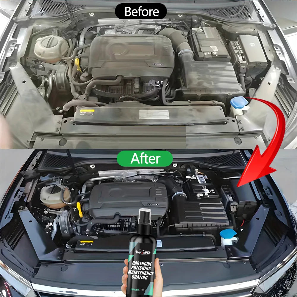 Limpiador de bahía de motor de coche, potente producto de limpieza descontaminante para compartimento de motor, producto de pulido y limpieza de coche