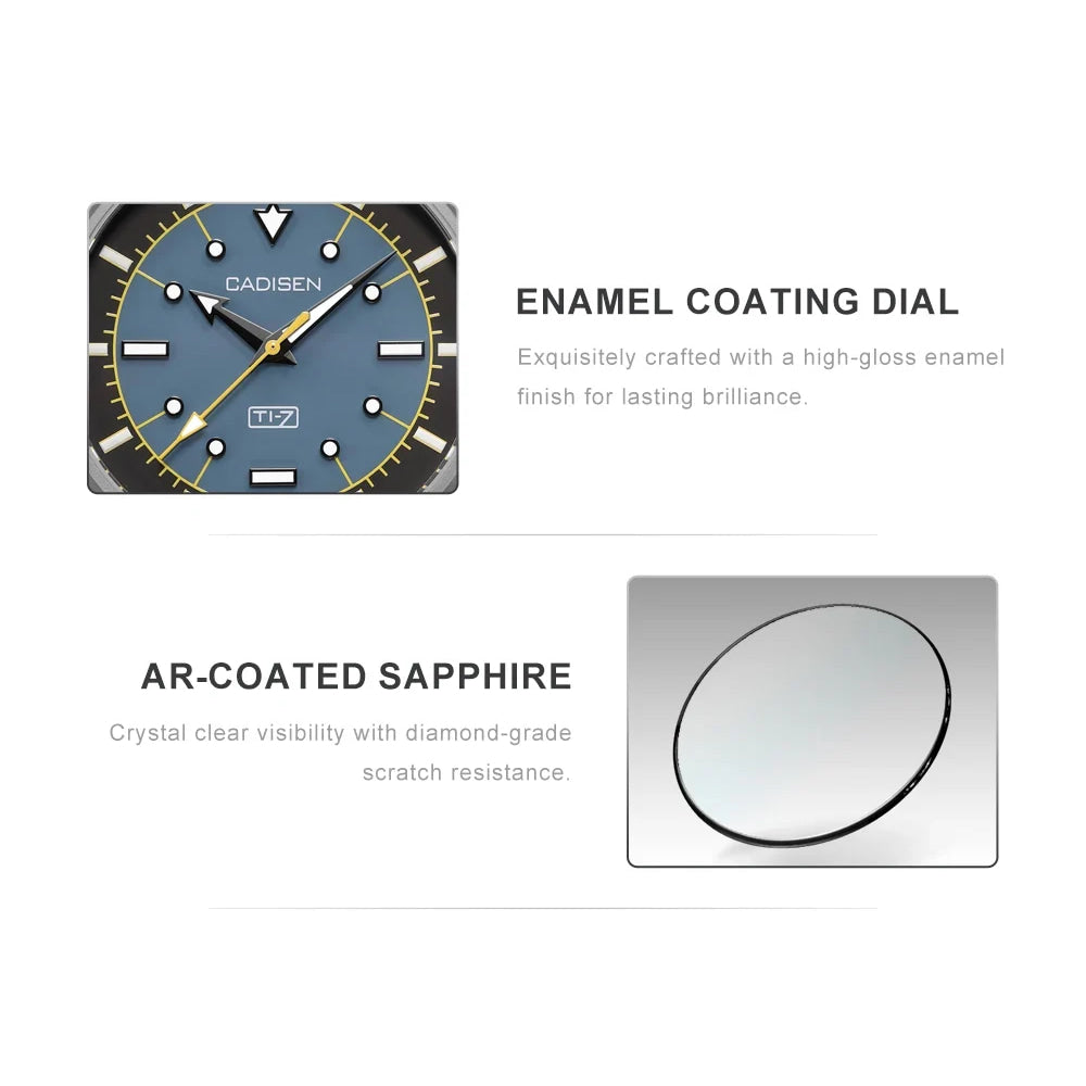CADISEN TI-7 Autodyne 2026 NEW Titanium Automatic Mechanical Watch Man Canvas Wristwatch MIYOTA 8215 Luminous Waterproof Watches