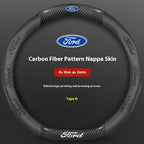 For Ford Mondeo Focus Raptor Puma Edge Explorer Ecosport Ranger F150 Kuga Car AntiSlip Carbon Fiber Leather Steering Wheel Cover