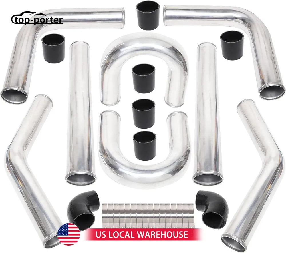 2 Inch Universal Turbo Intercooler Piping +Silicone Coupler + Clamp Kit Aluminum