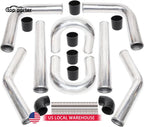 2 Inch Universal Turbo Intercooler Piping +Silicone Coupler + Clamp Kit Aluminum