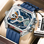 POEDAGAR Top Luxury Men Clock LED Calendar Week Luminous Man Wristwatch Electronic Rectangle Silicone Strap Quartz Men's Watches