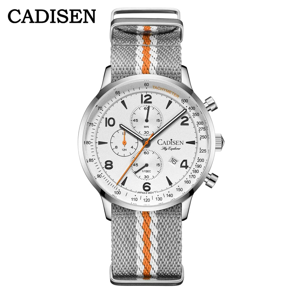 CADISEN New Chronograph Men's Quartz Watch Top Luxury Watches For Men MIYOTA 0S10 AR Mirror Waterproof Canvas Men's Wristwatch