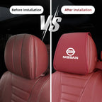 Leather Car Headrest Cover Front Rear Seat Pillow Protective Set For Nissan Sylphy N7 Teana Qashqai Note J10 J11 Navara Juke GTR