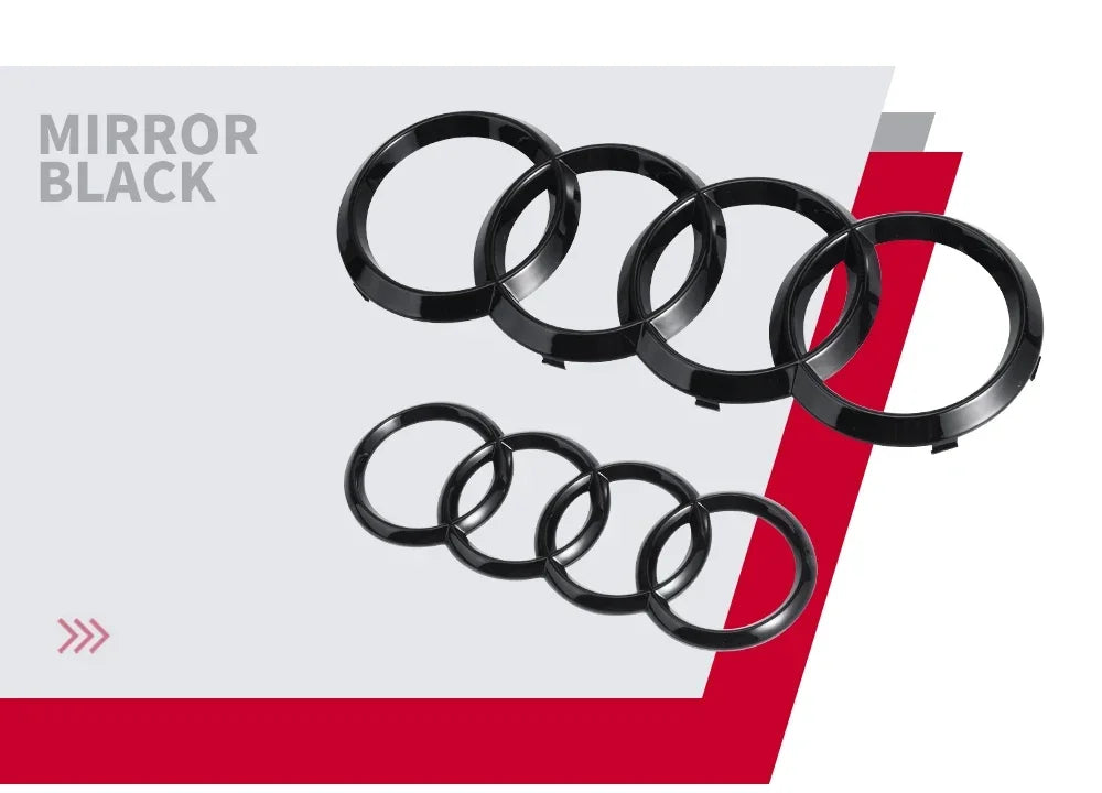 Car Logo Badge Black SFront Grille Rear Trunk 4Ring Sticker Emblem For Audi A1 A3 A4 A5 A6 A7 S3 S4 S5 S6 RS3 RS4 RS6 Q3 Q5 Q7