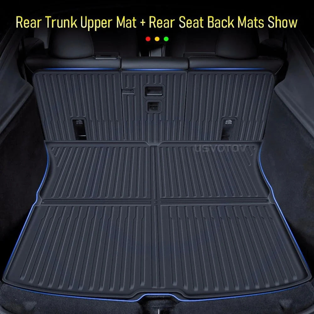 Floor Mats for Tesla Model Y 2025 2026 Juniper All Weather Trunk Mat Kick Pads Cargo Frunk Liners Seatback Protector Accessories
