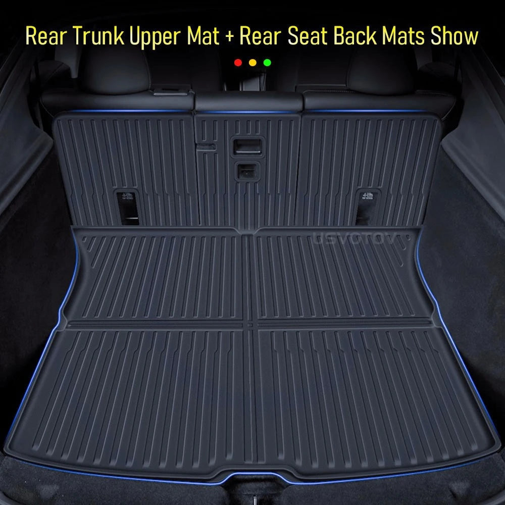 Floor Mats for Tesla Model Y 2025 2026 Juniper All Weather Trunk Mat Kick Pads Cargo Frunk Liners Seatback Protector Accessories