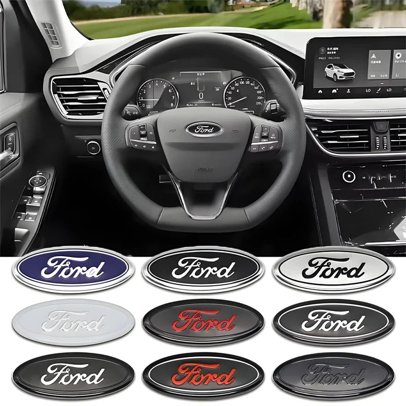 ABS Car Steering Wheel Logo Emblem Stickers For Ford ST Line Focus Mondeo Fiesta Kuga MK2 MK3 MK4 Mustang Auto Badge Accessories