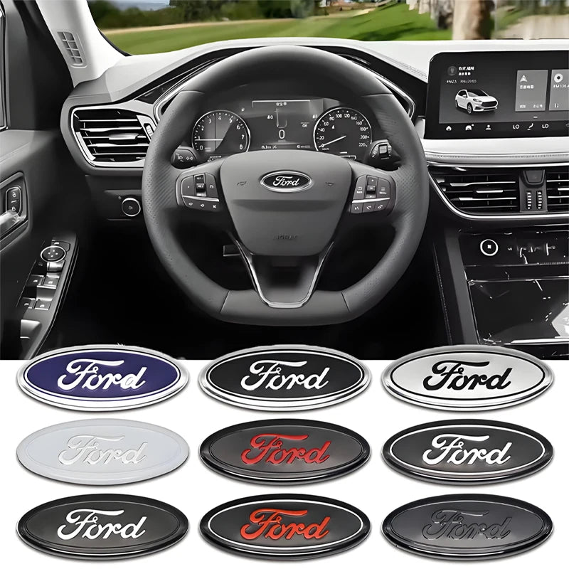 ABS Car Steering Wheel Logo Emblem Stickers For Ford ST Line Focus Mondeo Fiesta Kuga MK2 MK3 MK4 Mustang Auto Badge Accessories