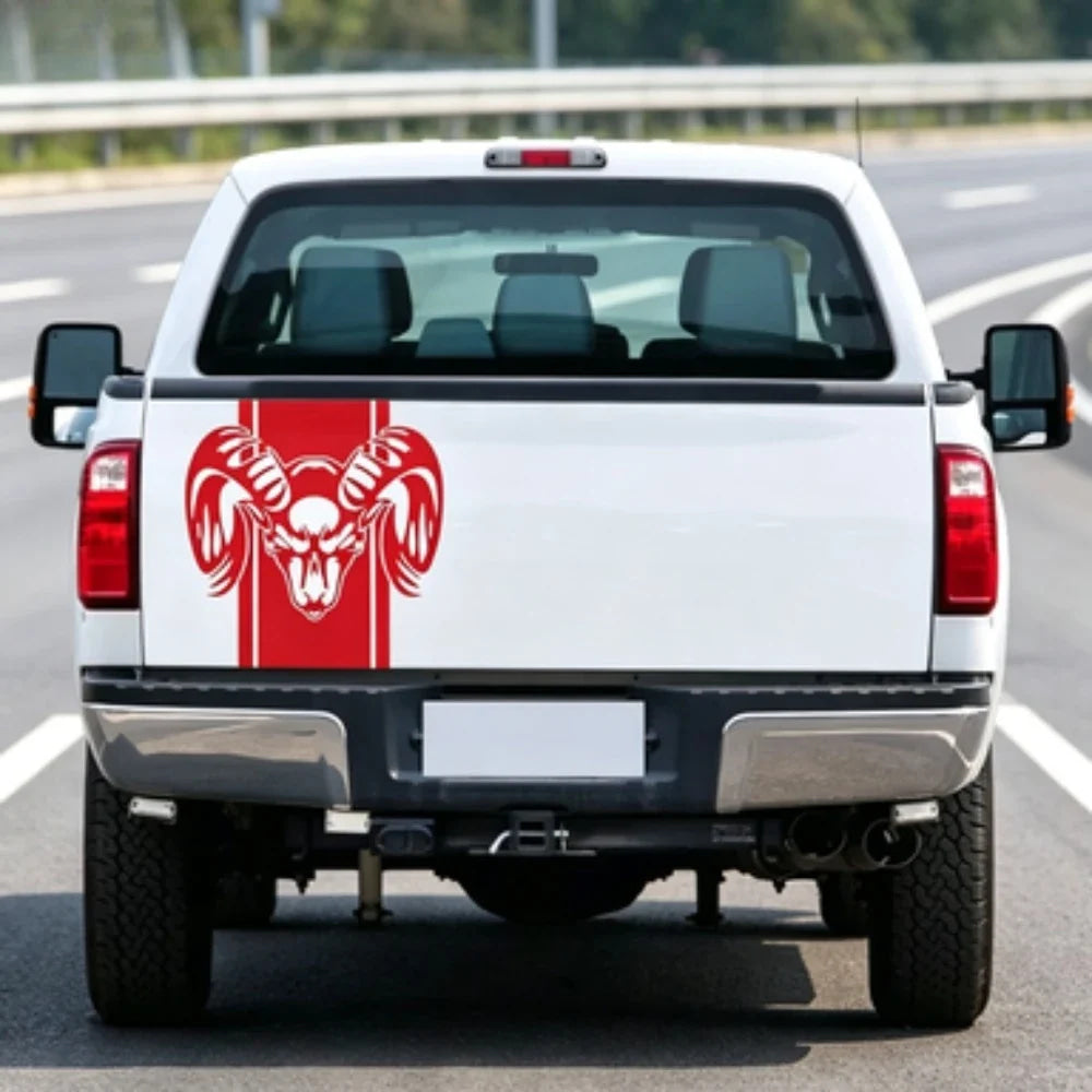 Ram Skull Stripe Waterproof Vinyl Truck Stickers Tailgate Decals Fit Dodge Ram 1500 2500 3500 Rebel Mopar Exterior Decor