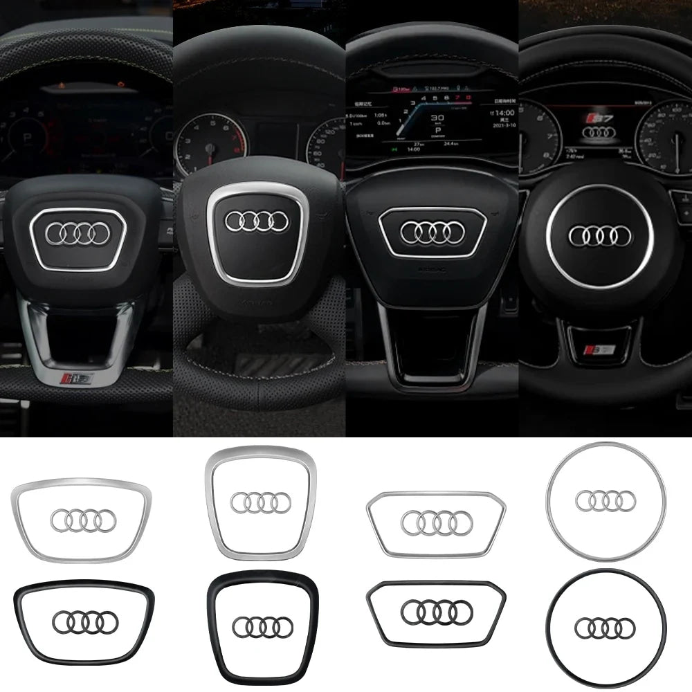 Car Styling Steering Wheel Center Logo Cover Replacement Trim Accessories For Audi Sline TT A3 A5 A7 Q3 Q5 Q7 Q8 A4L A6L A8L Q5L