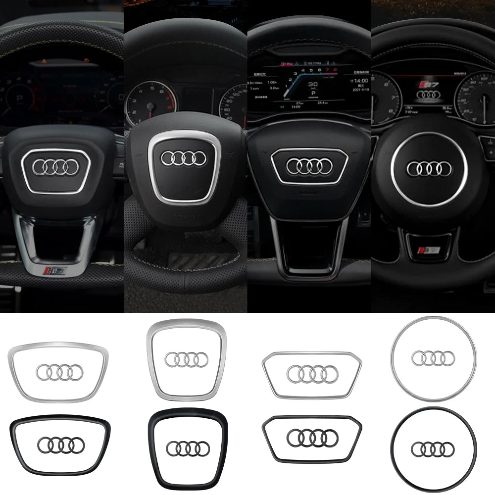 Car Styling Steering Wheel Center Logo Cover Replacement Trim Accessories For Audi Sline TT A3 A5 A7 Q3 Q5 Q7 Q8 A4L A6L A8L Q5L