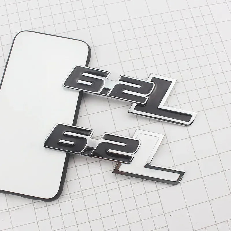3D Metal 6.2L Logo Car Rear Boot Trunk Emblem Badge Sticker For Ford Raptor F150 Hummer H2 Chevrolet C7 Camaro Dodge Challenger