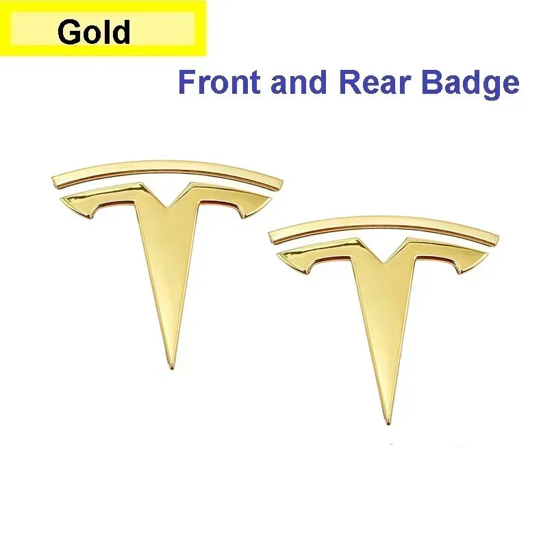 CAR Tesla Model 3 Mode Y Zinc Alloy Car Front Hood Logo Sticker Styling Auto Body Rear Trunk Emblem with Radian Accessories