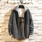 Autumn and Winter New Fleece Thicken Large Size Casual Loose Sweater Men's Jacket Stand-up Collar Cardigans