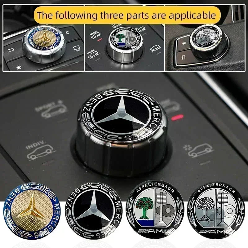 Car Multimedia Knob Decorative Stickers For Mercedes-benz AMG Barbosa W205 C300 W203 W206 W108 W124 W126 W140 W168 W169 W176 GLC