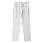 Men's Cotton Linen Pants Male Autumn New Breathable Solid Color Linen Trousers Fitness Streetwear Back With Pocket