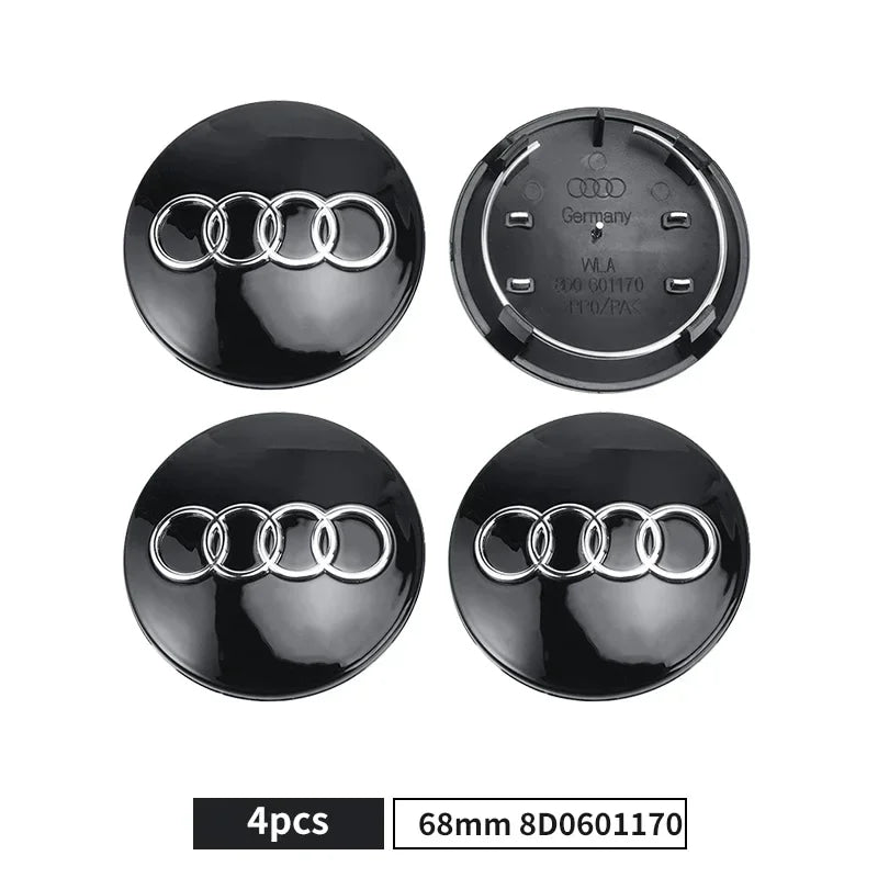 For Audi A8 A5 A6 C5 C6 C7 A7 A1 A3 A4 B5 Q3 Q5 Q7 TT 4pcs 60mm 61mm 68mm 69mm Car Wheel Hub Center Caps Rim Cover Accessories