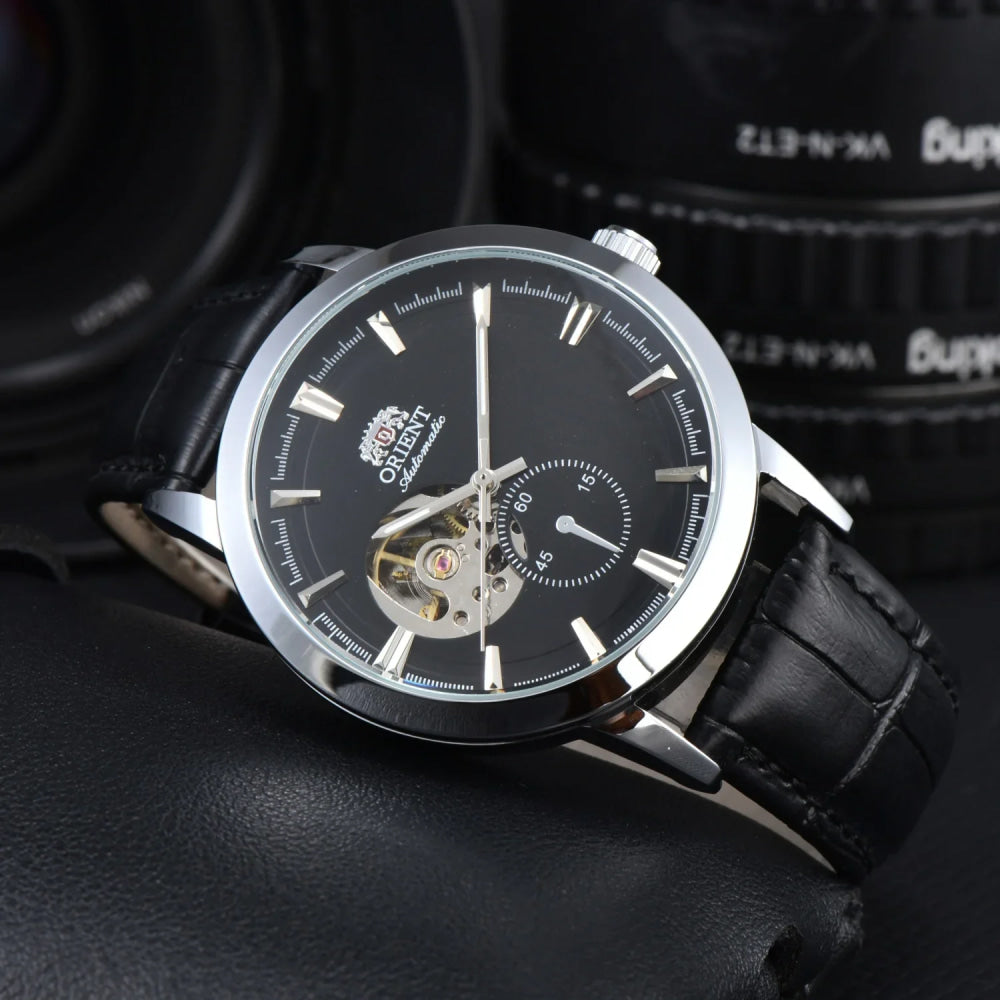 Orient Double Lion Watch Japanese Fully Automatic Mechanical Watch Hollowed Out Business Men's Watch Leather Strap