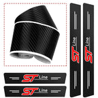 1/4/5Pcs Car Door Sill Scuff Plate Decor Carbon Fiber Stickers For Ford ST Line Focus Fiesta Shelby Edge Mondeo Explorer Transit