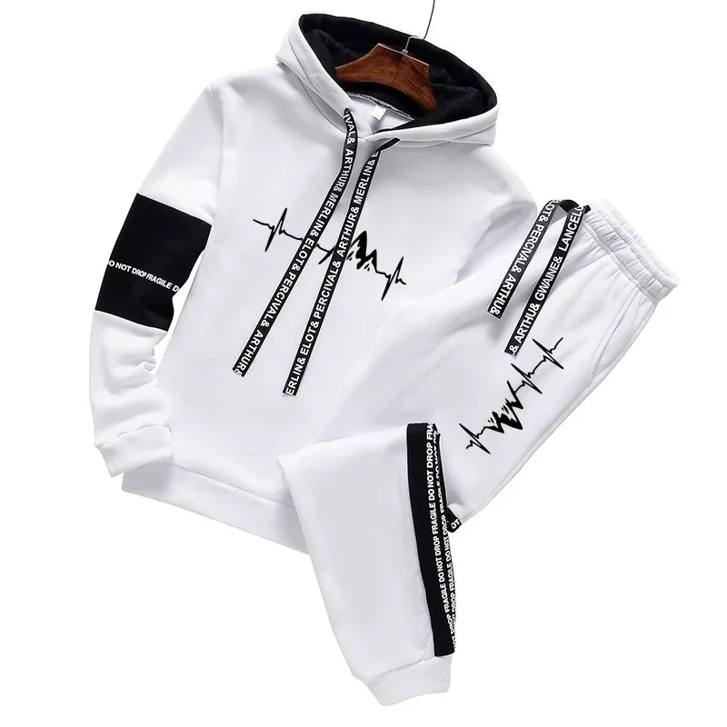 Mens Tracksuit Casual Classic Hooded Sweatshirt Jogging Clothing High Quality Simplicity Versatile Printing Tops Pants Suit