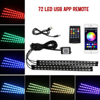 Neón 36 48 72 LED luz ambiental para pies Interior de coche Control remoto inalámbrico por aplicación de música lámpara decorativa de ambiente RGB automática