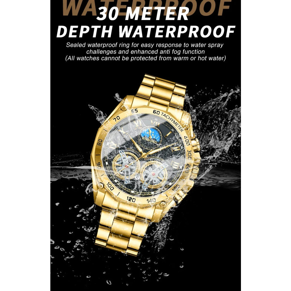 BINBOND Luxury Men Quartz Watches Fashion Concept Decorative Dial Casual Military Sports Wristwatch Waterproof Men's Clock