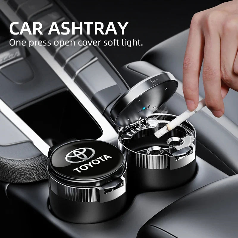 Car interior sticker Automotive LED ashtray garbage storage cup For Toyota Hilux Crown TRD chr Corolla Camry rav4 Yaris