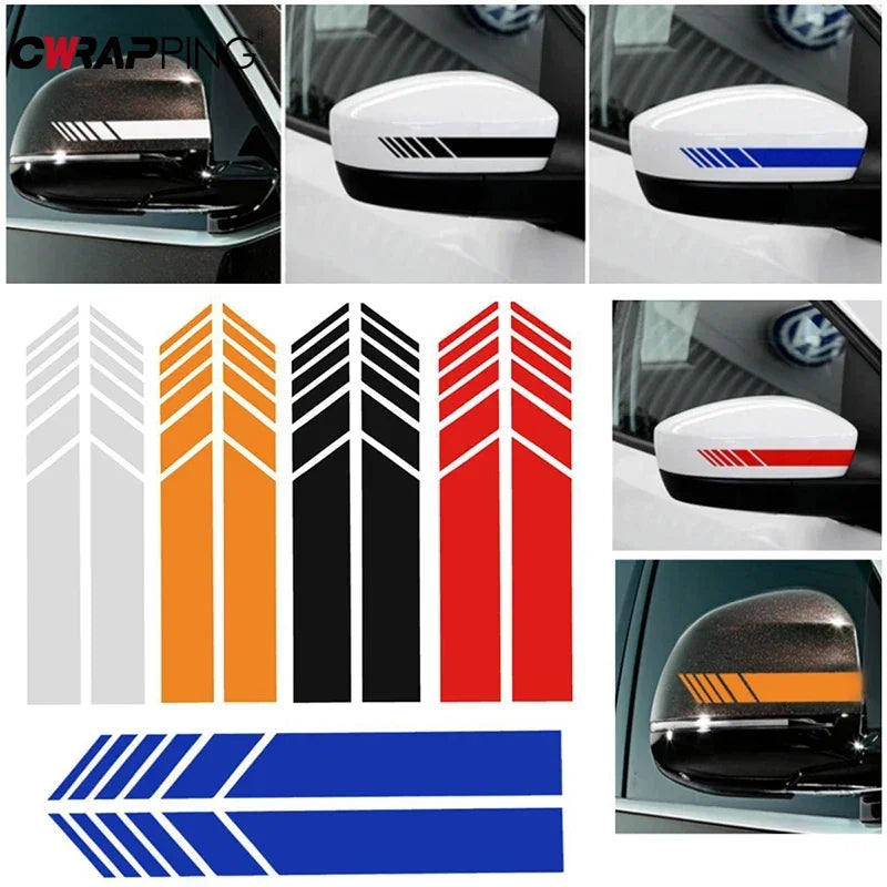 Pegatinas de rayas para espejo retrovisor de coche, calcomanías de vinilo reflectantes, decoración de moda, pegatina impermeable, accesorios exteriores