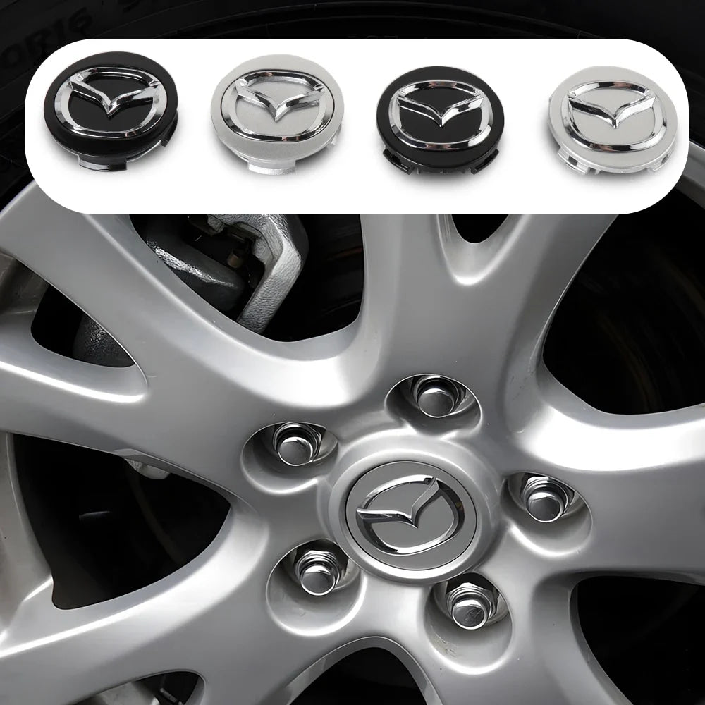 4Pcs 56MM Car Wheel Center Hub Cap Badge Accessor For Mazda Axela Demio Atenza CX CX3 CX7 CX30 CX60 CX9 2 3 4 323 MX3 MX6 RX3 MS
