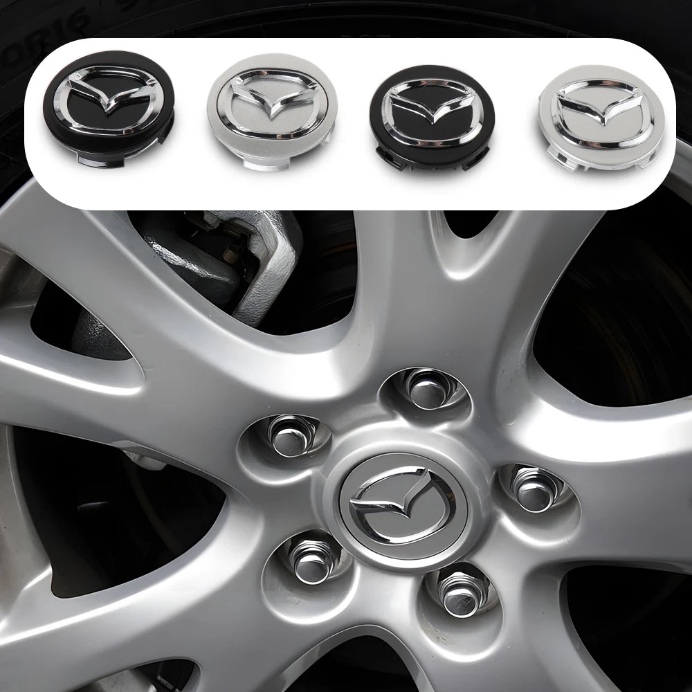 4Pcs 56MM Car Wheel Center Hub Cap Badge Accessor For Mazda Axela Demio Atenza CX CX3 CX7 CX30 CX60 CX9 2 3 4 323 MX3 MX6 RX3 MS