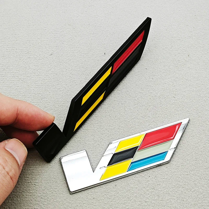3D Metal Car Sticker Logo V Rear Trunk Badge Fender Side Emblem Decals For Cadillac ATS CTS CT4 CT5 XT6 Auto Accessories