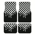4pcs car floor mat, plaid design - stylish and durable, anti-fouling, suitable for all vehicles, including front and rear seats