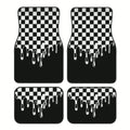 4pcs car floor mat, plaid design - stylish and durable, anti-fouling, suitable for all vehicles, including front and rear seats