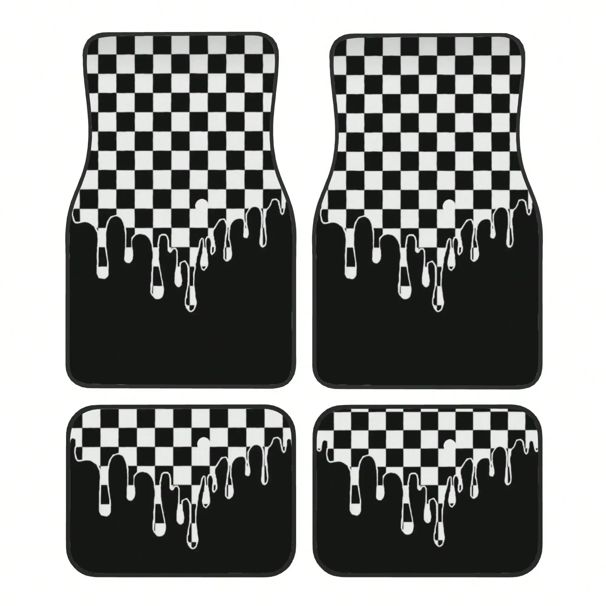 4pcs car floor mat, plaid design - stylish and durable, anti-fouling, suitable for all vehicles, including front and rear seats