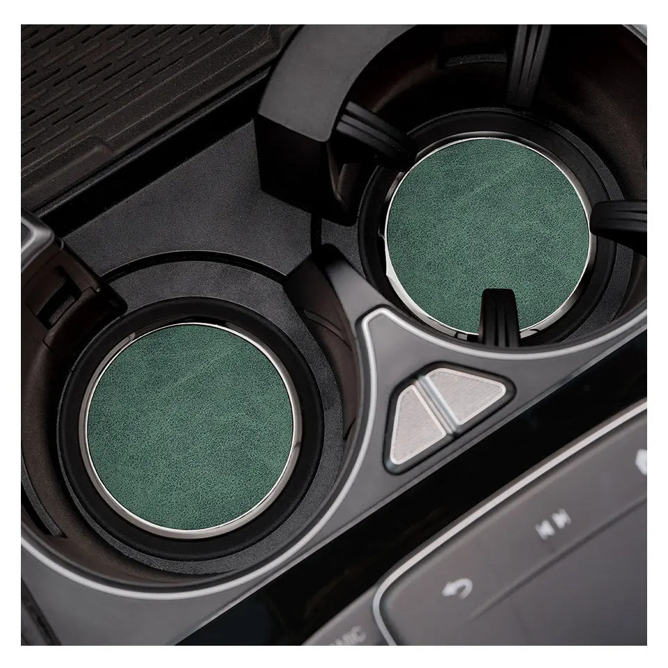 2Pcs Leather Car Coaster Anti-slip Mat Cup Holder Pad For BMW X1 X2 X3 X4 X5 X6 X7 1 3 5 6 7 Series E60 E90 E70 G20 G30 G7
