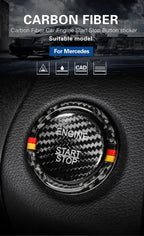 BETTERHUMZ Carbon Fiber For Mercedes Benz W204 W205 W212 C E Class Car Engine Start Stop Button Trim Ring Sticker Accessories