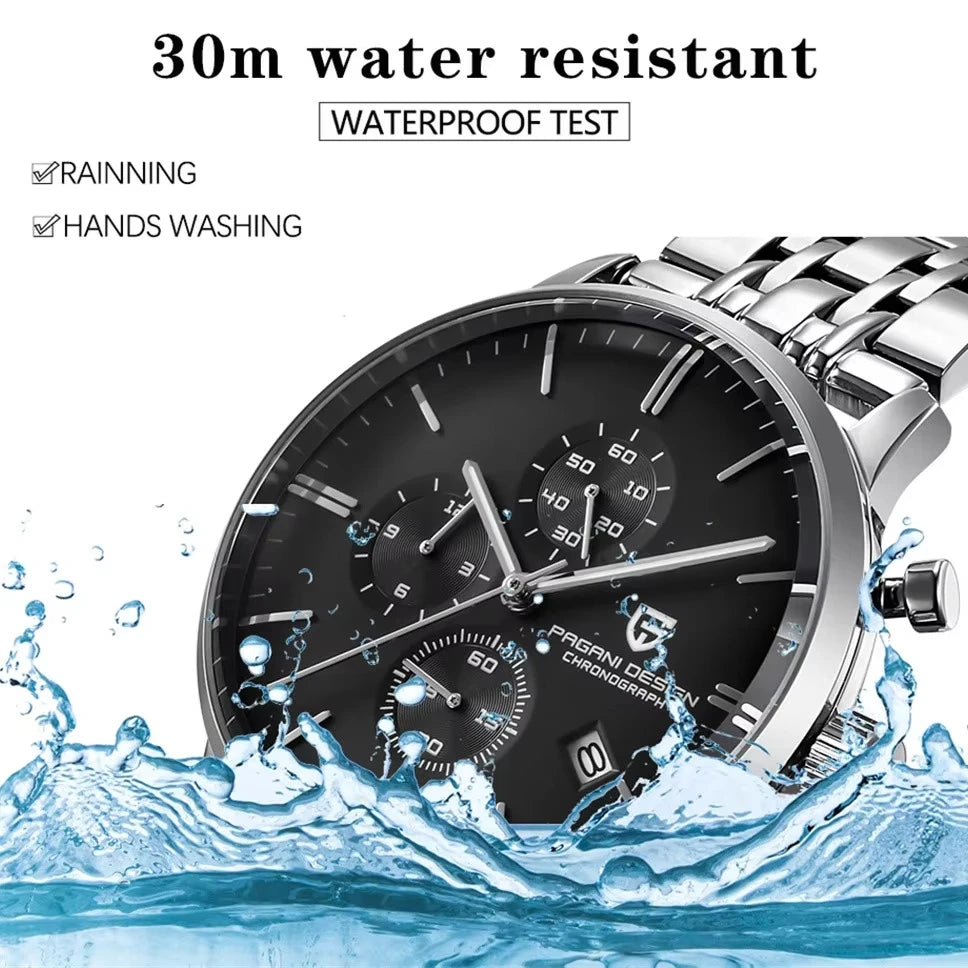 Pagani Design Fashion Luxury Men's Quartz Chronograph Watch Japan VK67 Movement Leather Strap Large Calendar PD-2720K reloj