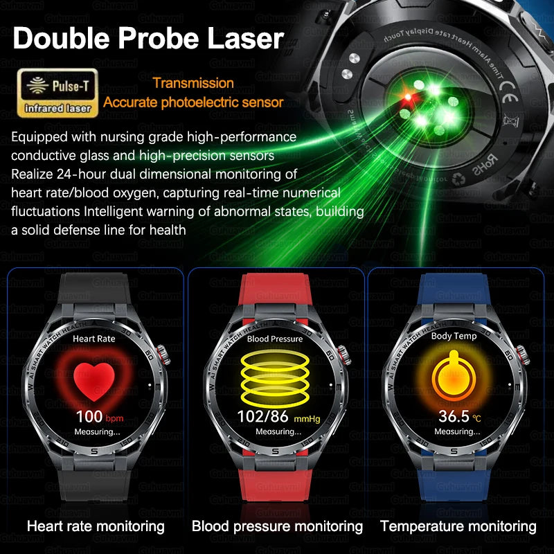 2026 New ECG AI Health Smartwatch for Men 1.53"AMOLED BP/Heart Rate Monitor BT Call IP68 Waterproof Smart Watch for Android IOS