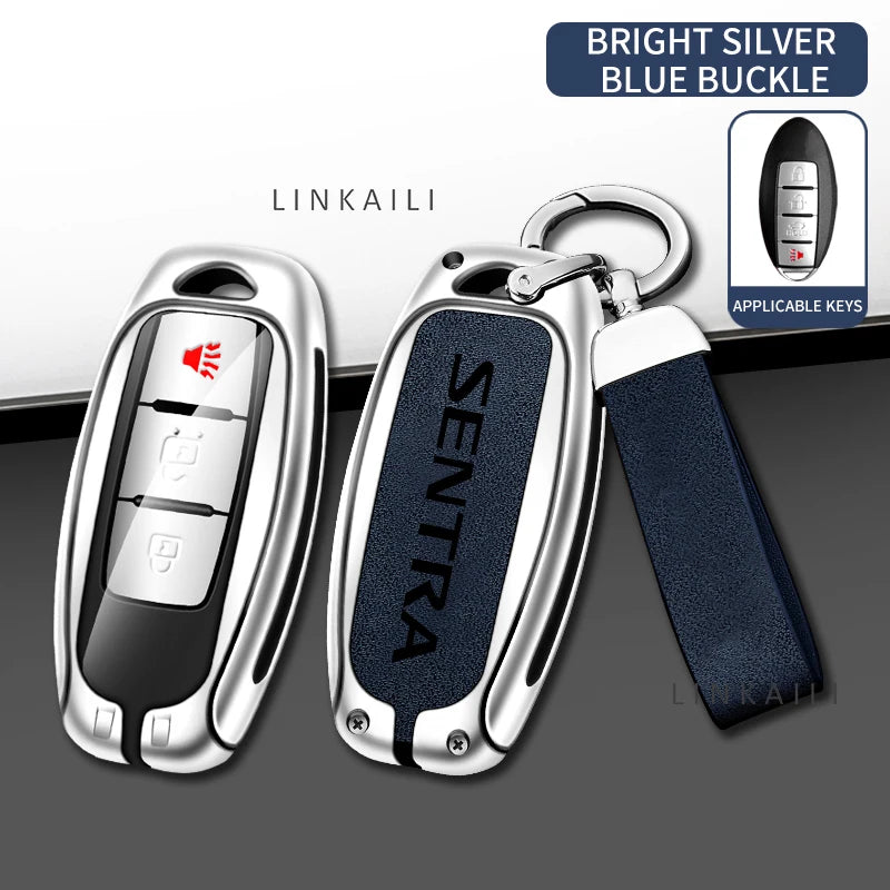 Suitable for Nissan SENTRA 2024 2020 2017 automatic transmission zinc alloy car key bag leather car key fob accessories
